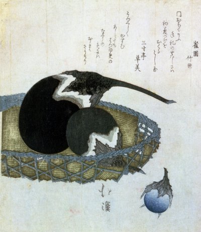 Eggplants in a Basket by Toyota Hokkei